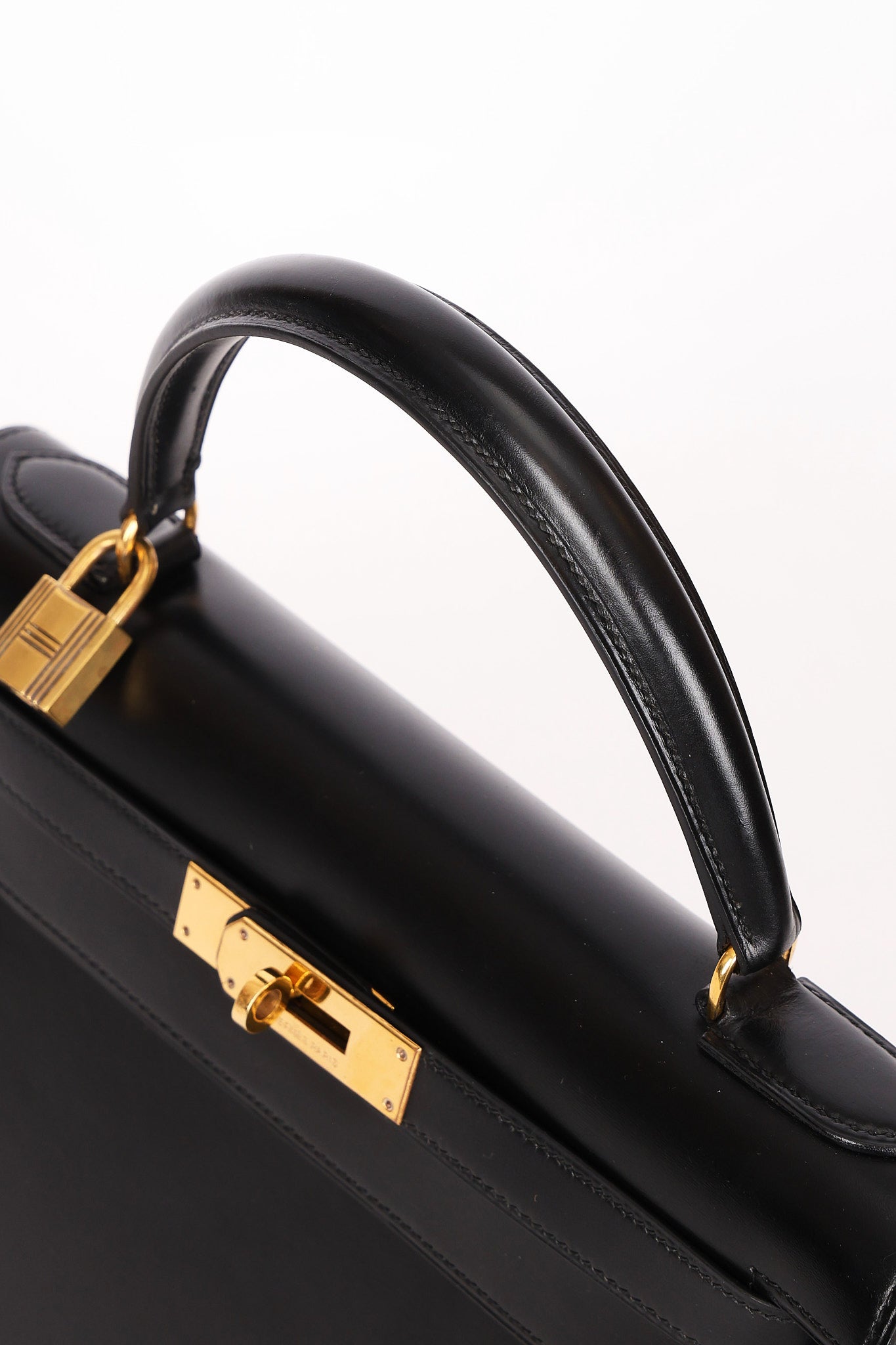 Hermès Kelly 28 Noir Box GHW 1977