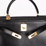 Hermès Kelly 28 Noir Box GHW 1977