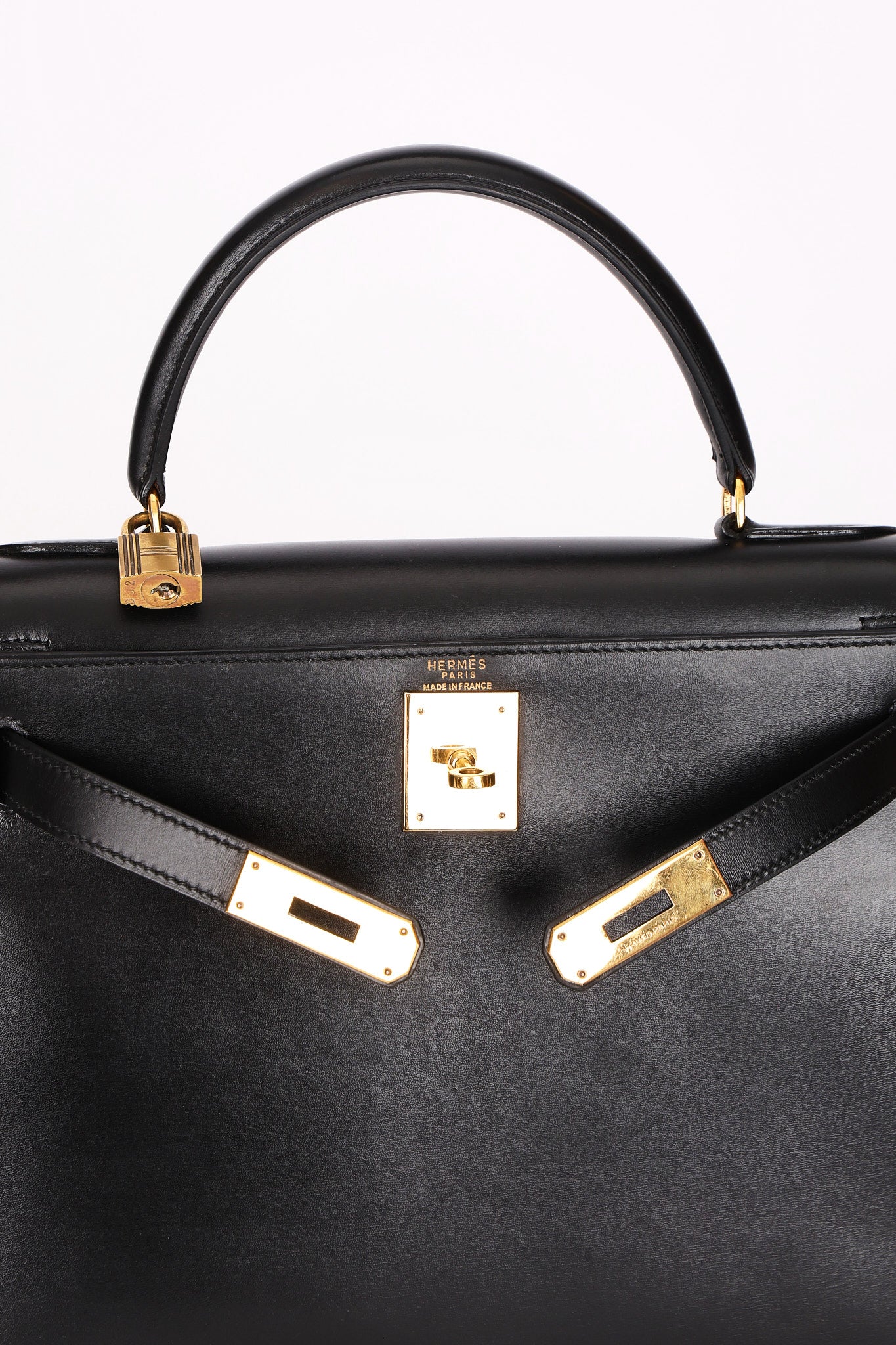 Hermès Kelly 28 Noir Box GHW 1977