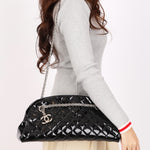 Chanel Mademoiselle Bowling Bag Black Patent SHW