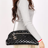 Chanel Mademoiselle Bowling Bag Black Patent SHW