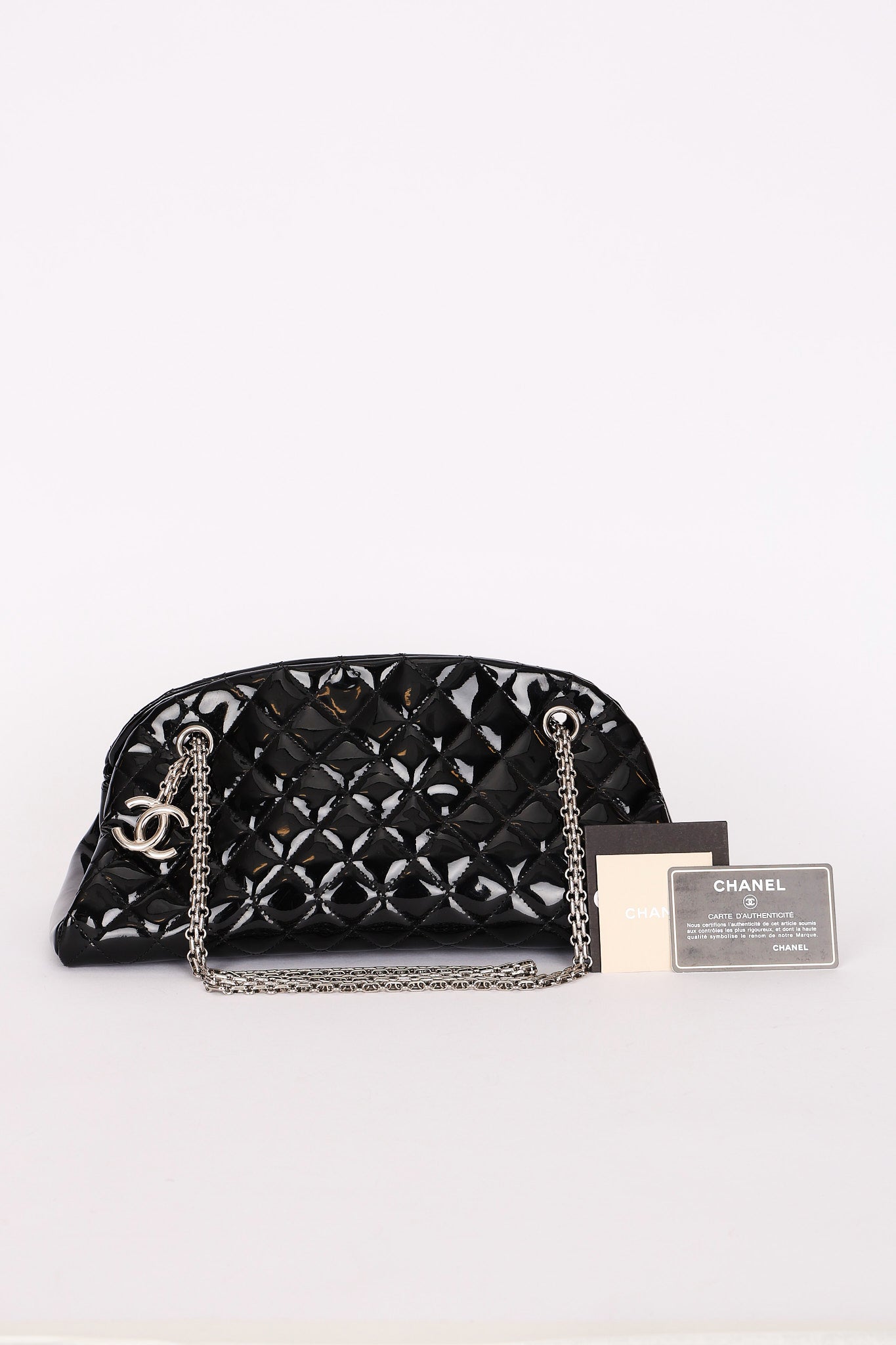 Chanel Mademoiselle Bowling Bag Black Patent SHW