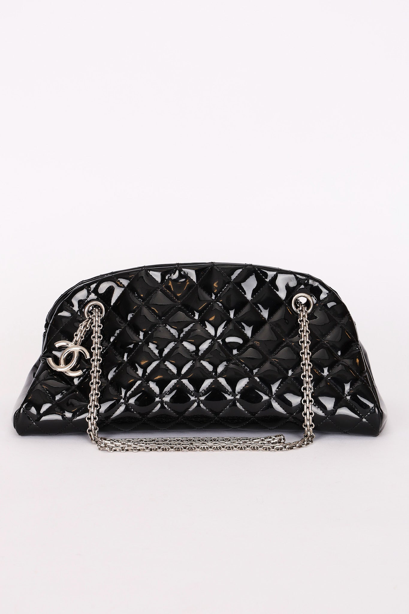 Chanel Mademoiselle Bowling Bag Black Patent SHW