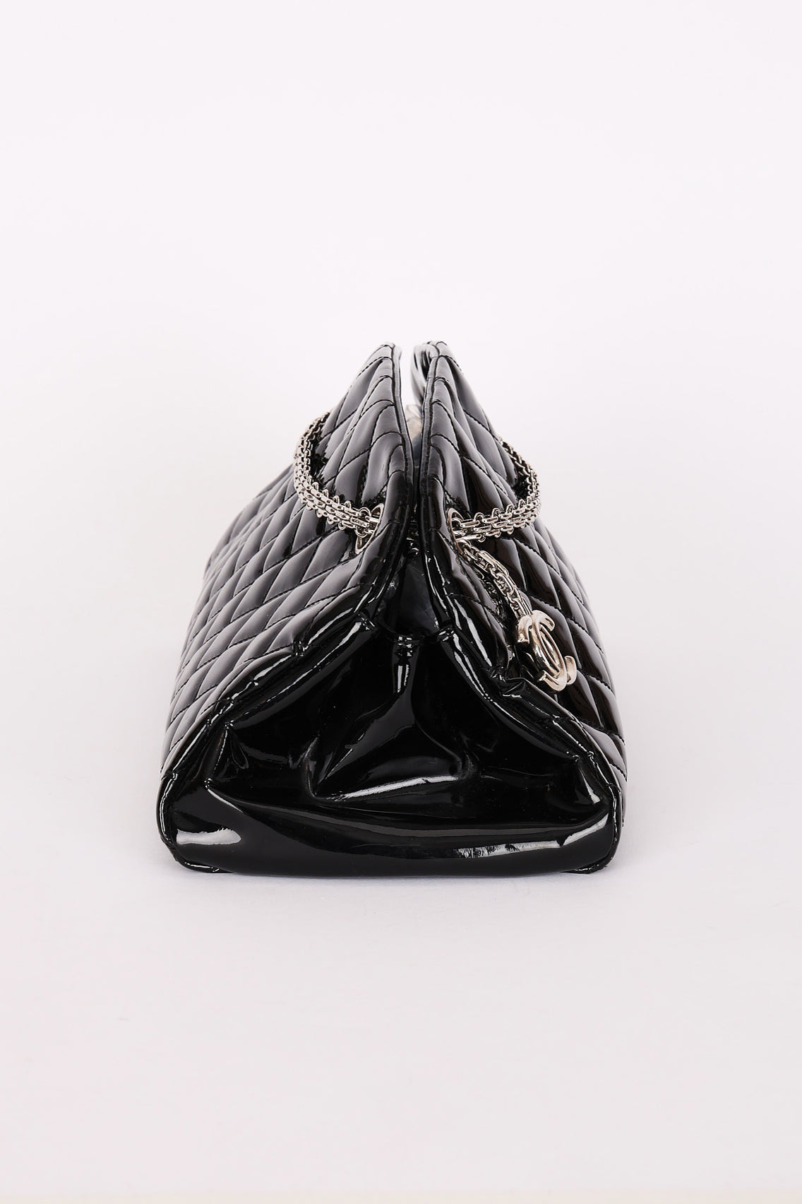 Chanel Mademoiselle Bowling Bag Black Patent SHW