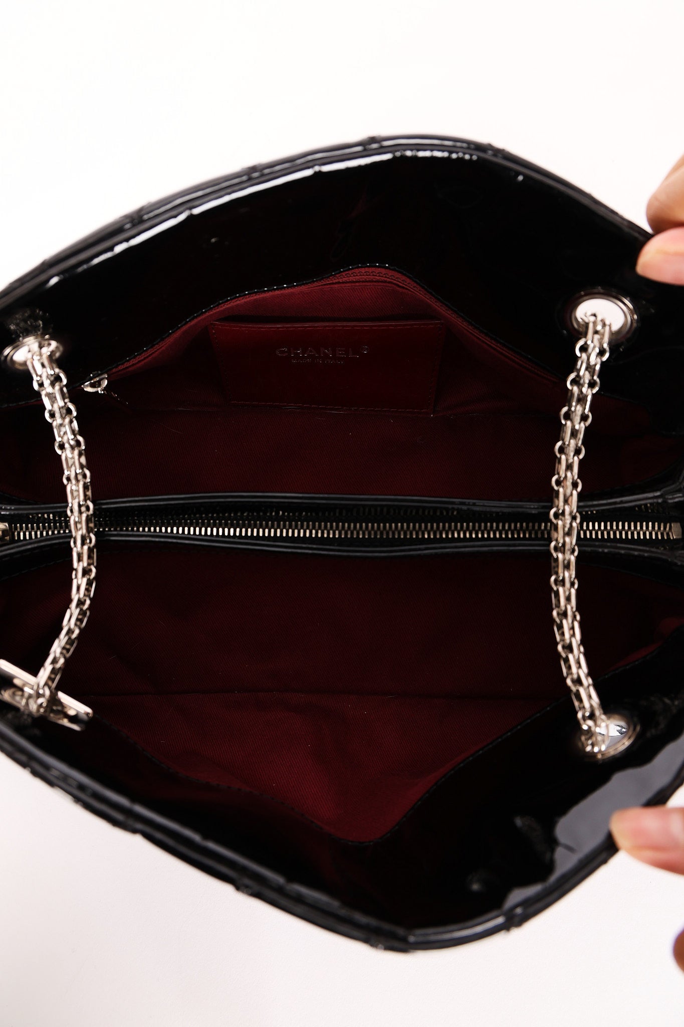 Chanel Mademoiselle Bowling Bag Black Patent SHW