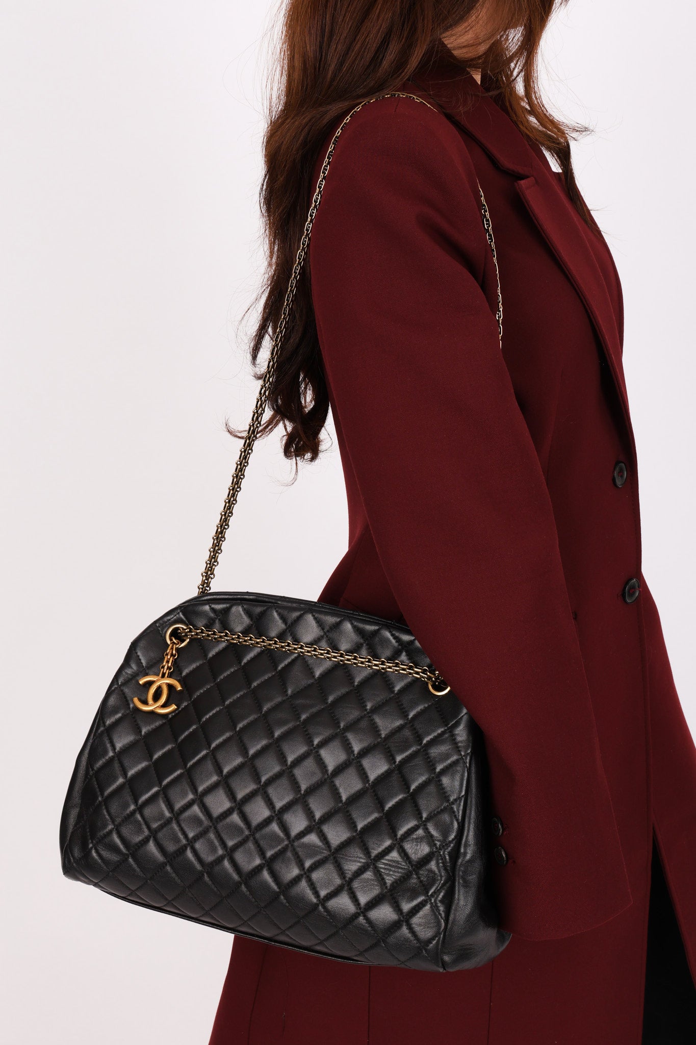 Chanel Mademoiselle Bowling Bag Black Calfskin AGHW