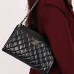 Chanel So Black Two Tone Flap Black Crinkled Calfskin SHW