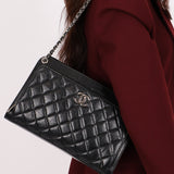 Chanel So Black Two Tone Flap Black Crinkled Calfskin SHW