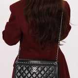 Chanel So Black Two Tone Flap Black Crinkled Calfskin SHW