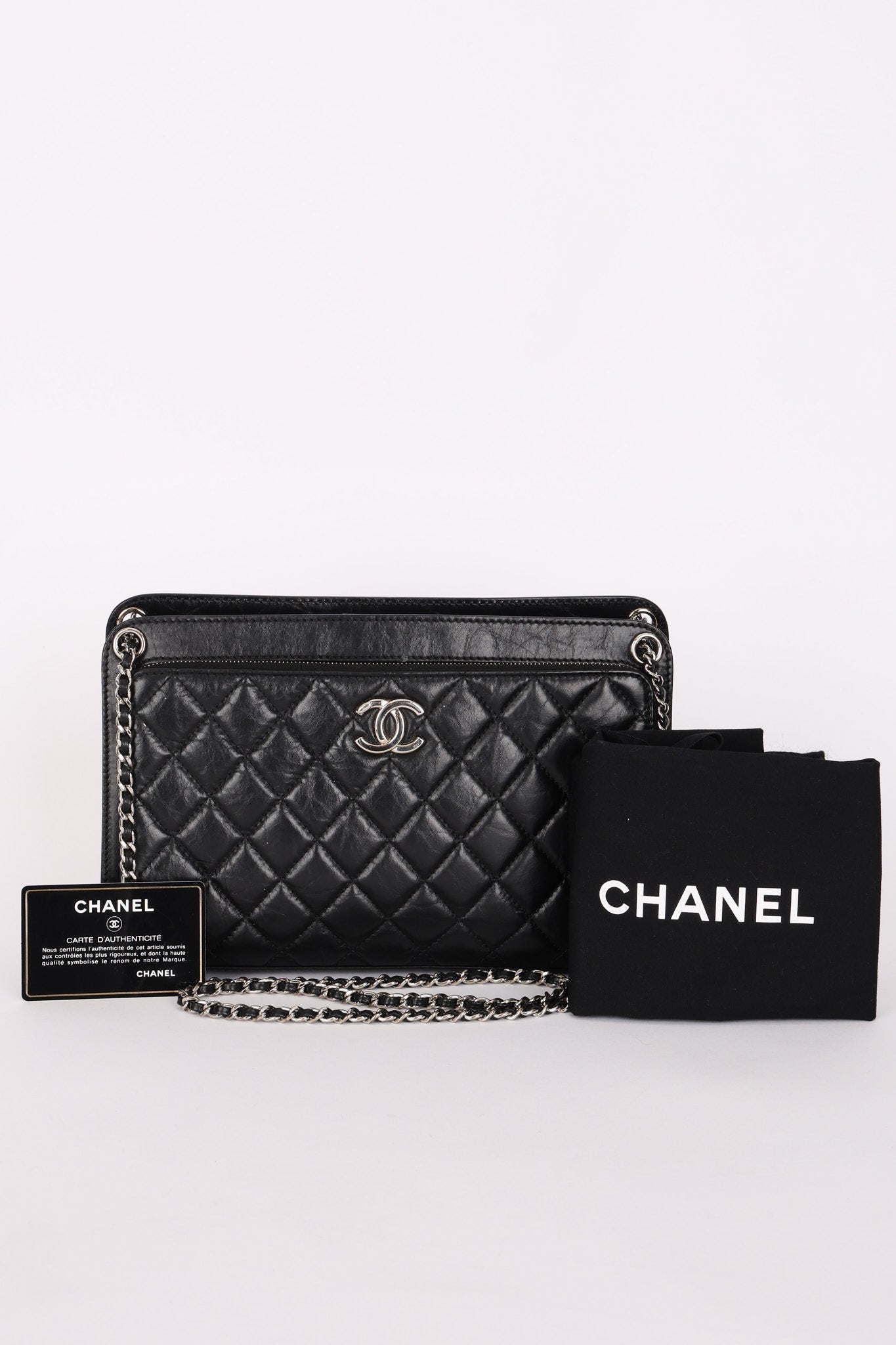 Chanel So Black Two Tone Flap Black Crinkled Calfskin SHW