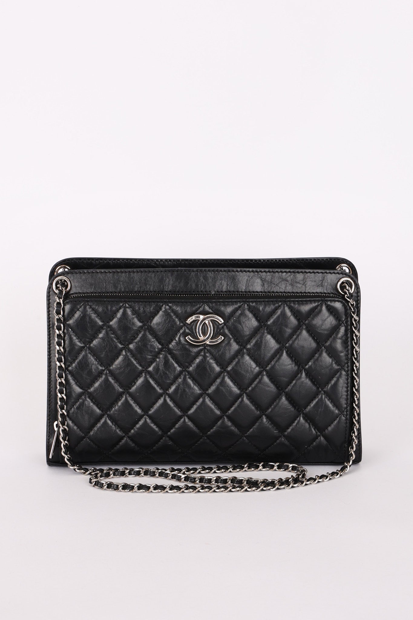 Chanel So Black Two Tone Flap Black Crinkled Calfskin SHW