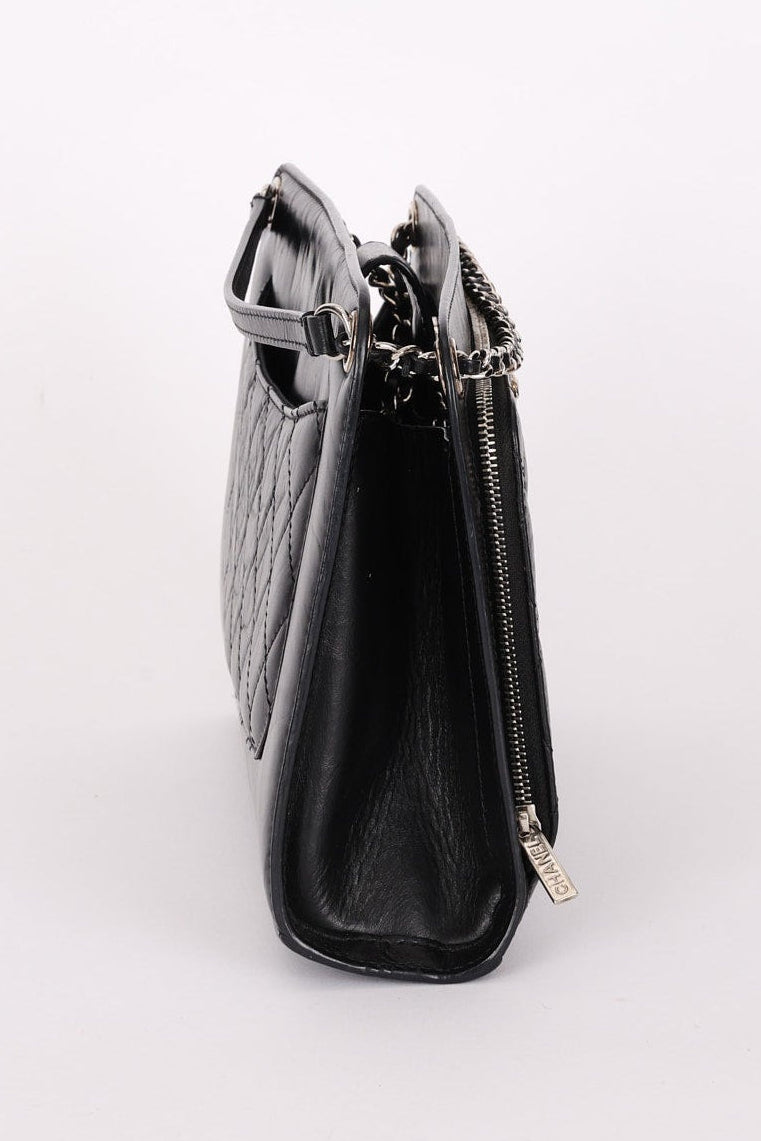 Chanel So Black Two Tone Flap Black Crinkled Calfskin SHW
