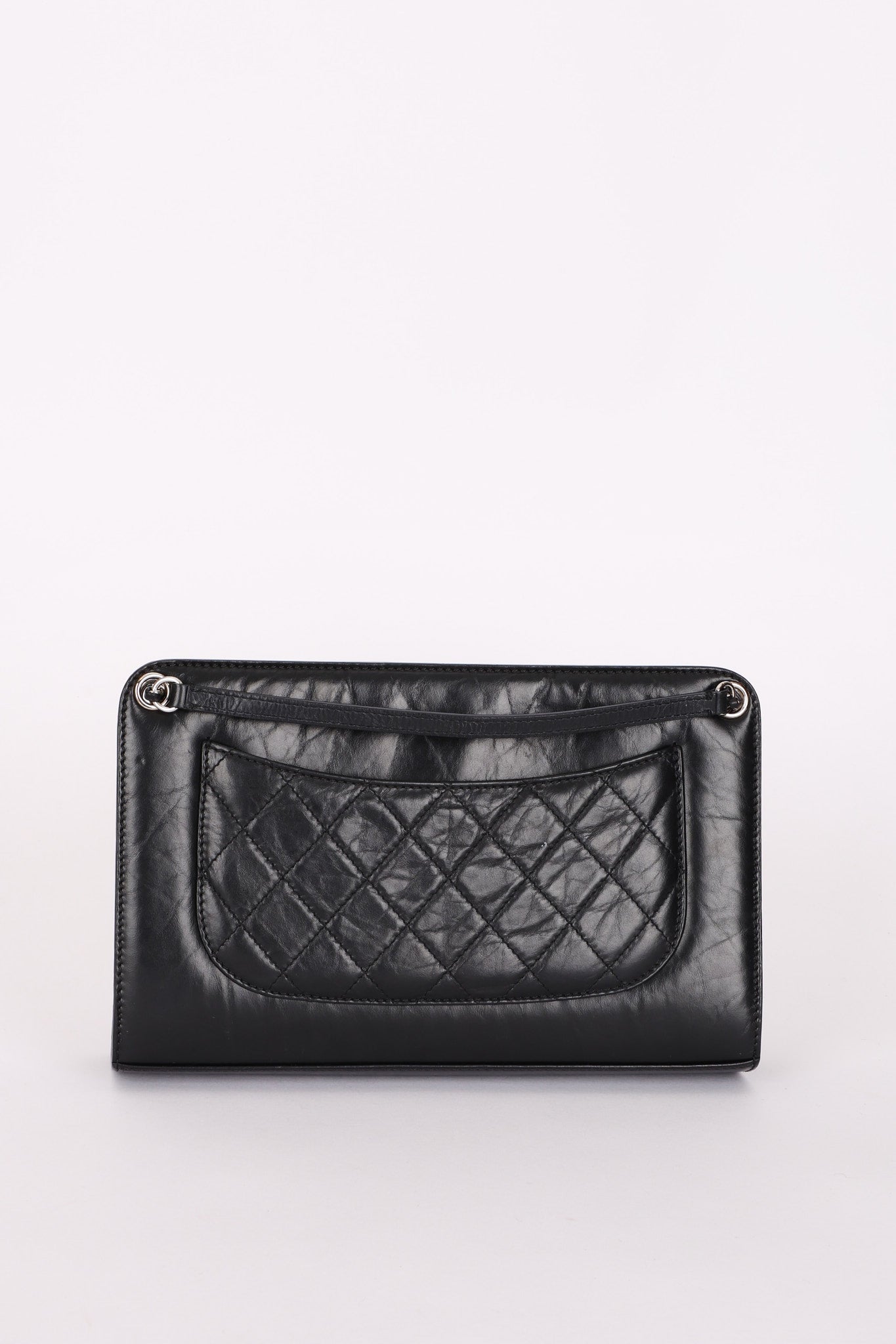Chanel So Black Two Tone Flap Black Crinkled Calfskin SHW