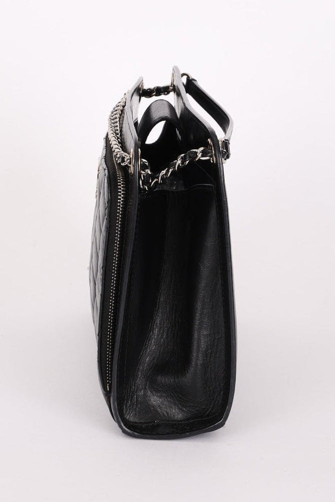 Chanel So Black Two Tone Flap Black Crinkled Calfskin SHW