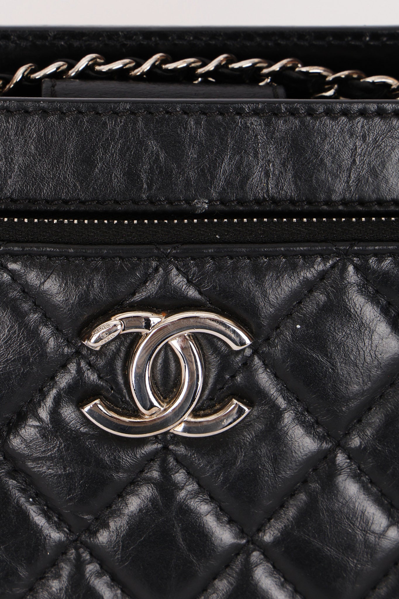 Chanel So Black Two Tone Flap Black Crinkled Calfskin SHW