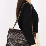 Chanel Double Sided Jumbo Classic Single Flap Black Lambskin 1996 24K GP