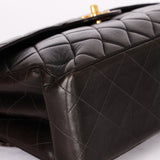Chanel Double Sided Jumbo Classic Single Flap Black Lambskin 1996 24K GP