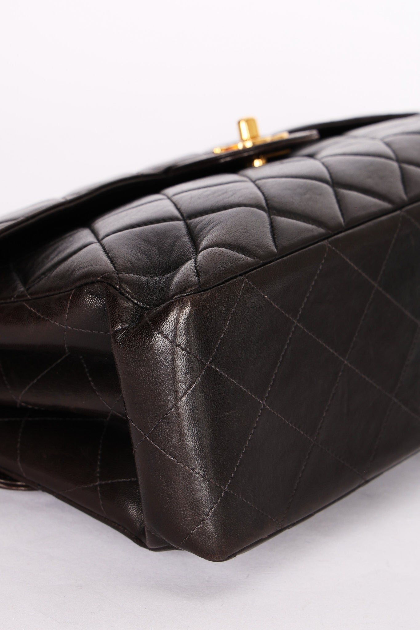 Chanel Double Sided Jumbo Classic Single Flap Black Lambskin 1996 24K GP