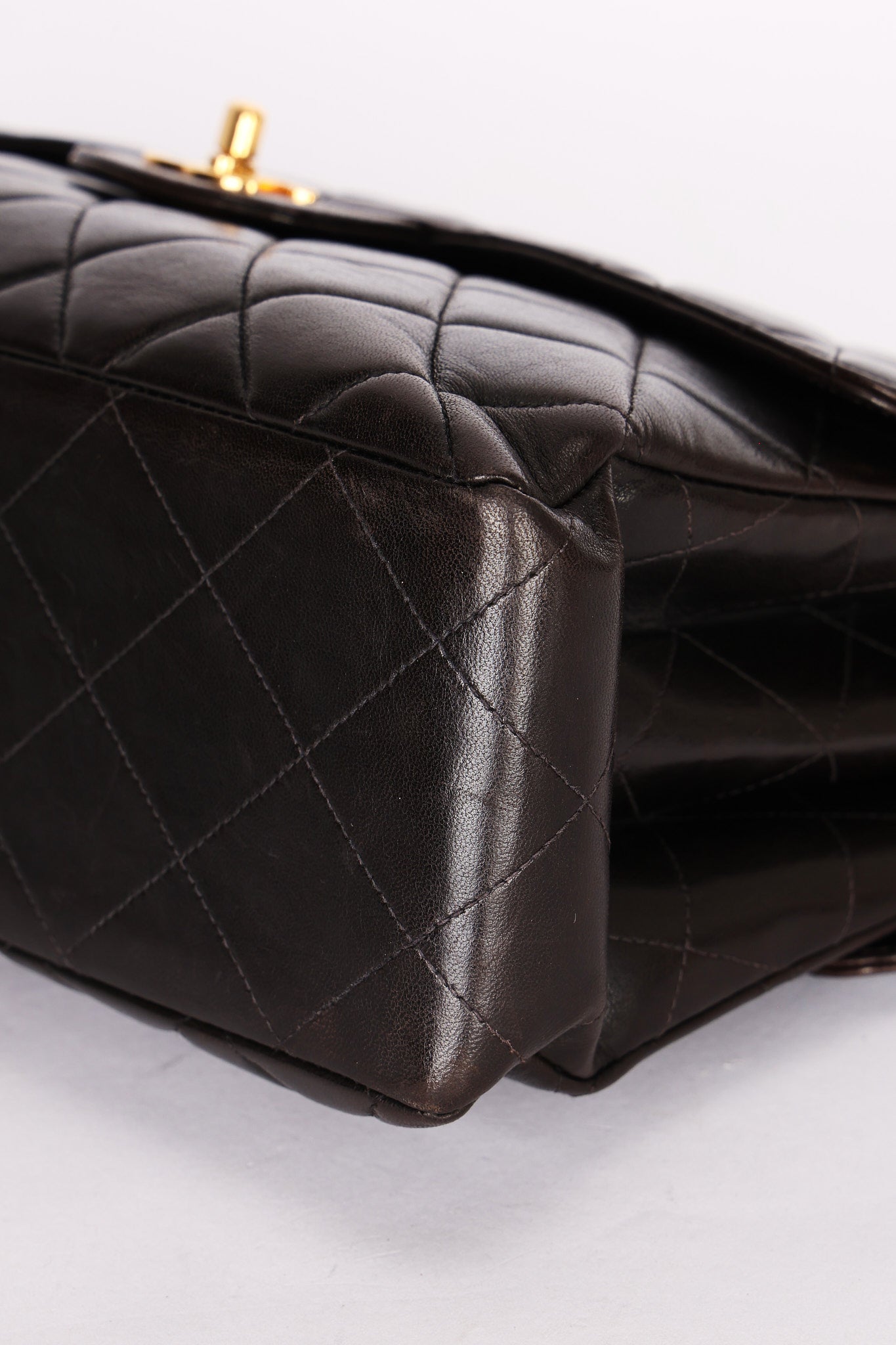 Chanel Double Sided Jumbo Classic Single Flap Black Lambskin 1996 24K GP