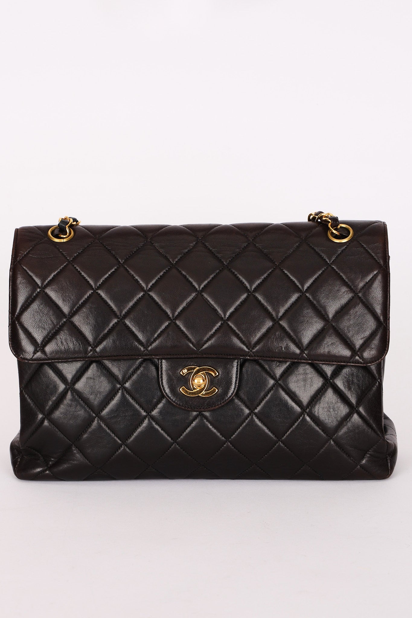 Chanel Double Sided Jumbo Classic Single Flap Black Lambskin 24K GP