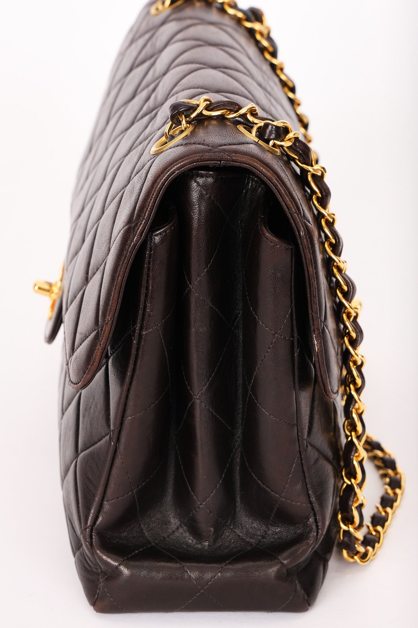 Chanel Double Sided Jumbo Classic Single Flap Black Lambskin 24K GP