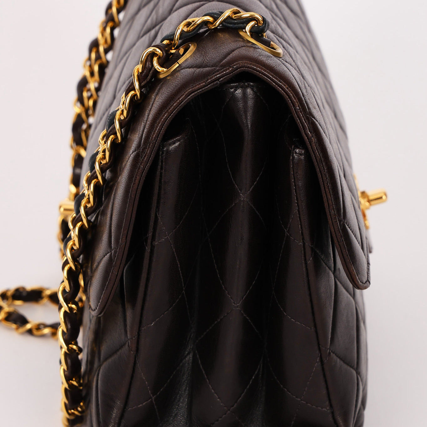 Chanel Double Sided Jumbo Classic Single Flap Black Lambskin 24K GP