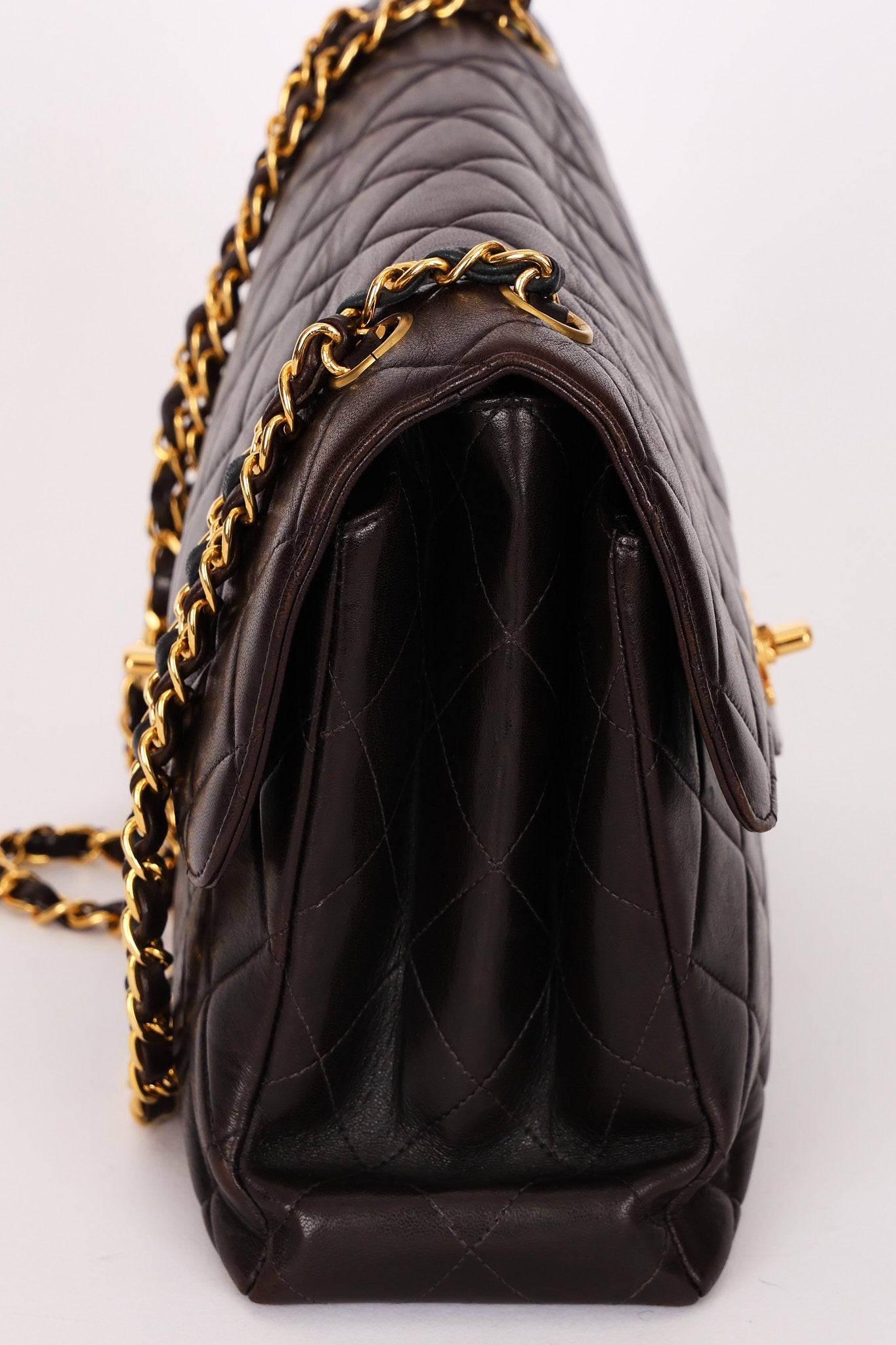 Chanel Double Sided Jumbo Classic Single Flap Black Lambskin 24K GP