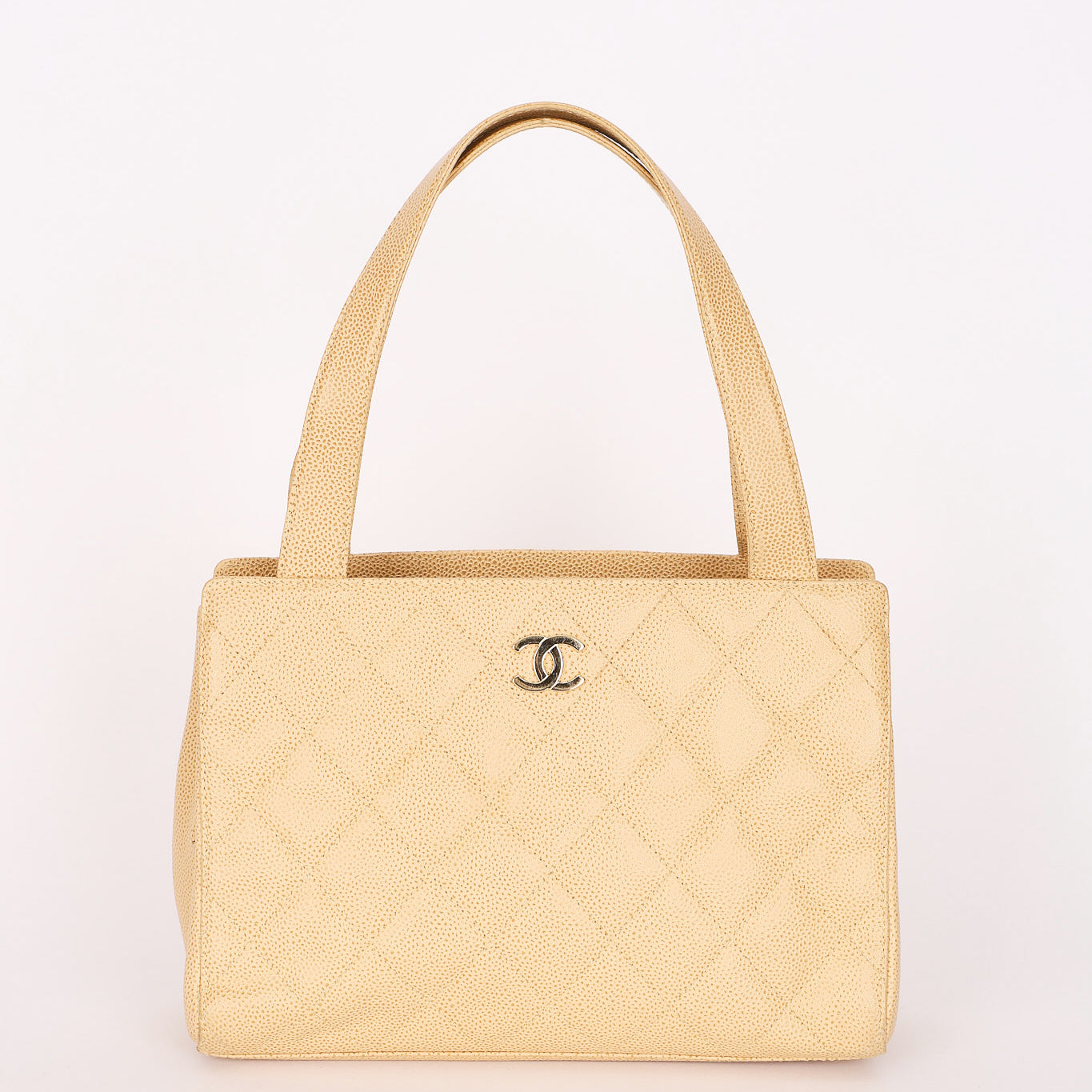 Chanel Shoulder Bag Ivory Caviar 2003 CGHW