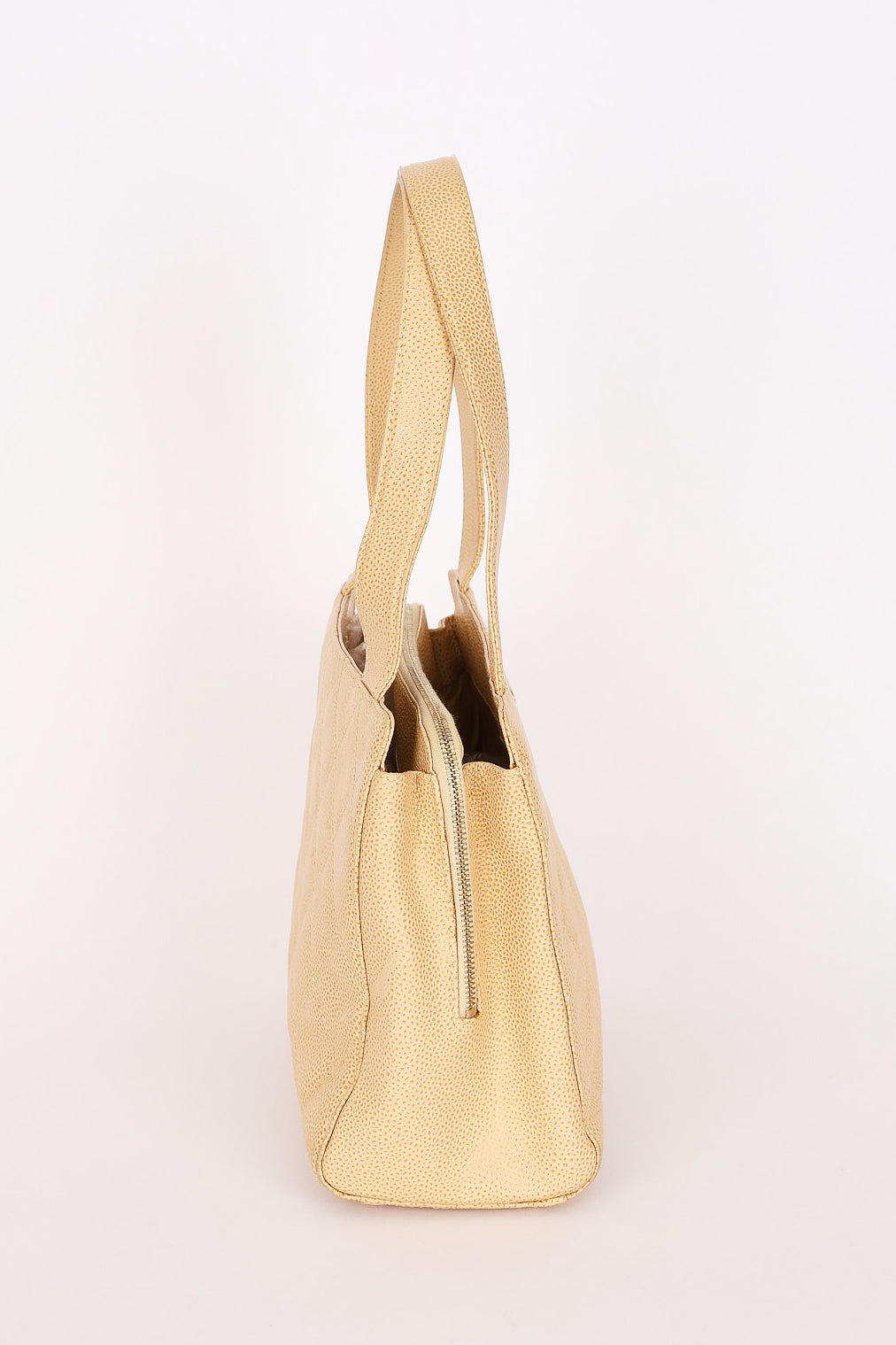 Chanel Shoulder Bag Ivory Caviar 2003 CGHW