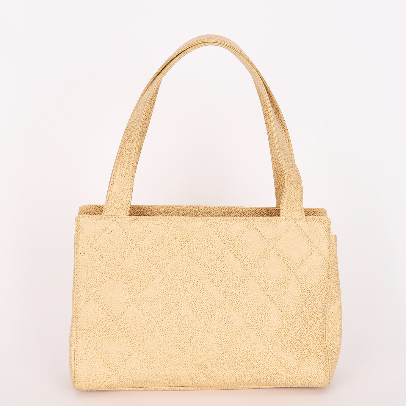 Chanel Shoulder Bag Ivory Caviar 2003 CGHW