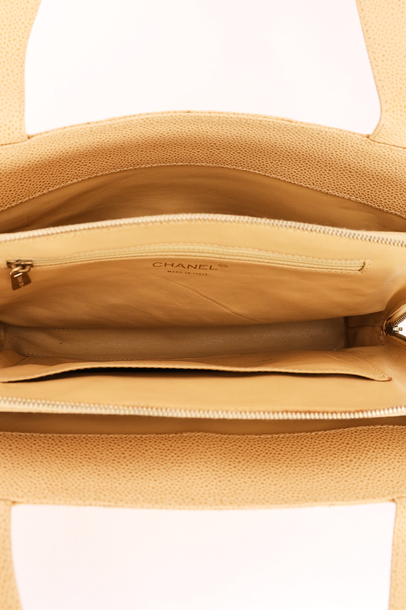 Chanel Shoulder Bag Ivory Caviar 2003 CGHW