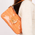 Fendi Coated Canvas Zucchino Baguette Bag Orange GHW