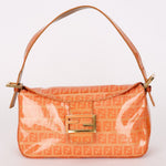 Fendi Coated Canvas Zucchino Baguette Bag Orange GHW