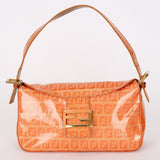 Fendi Coated Canvas Zucchino Baguette Bag Orange GHW