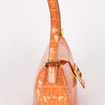 Fendi Coated Canvas Zucchino Baguette Bag Orange GHW