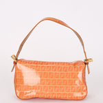 Fendi Coated Canvas Zucchino Baguette Bag Orange GHW