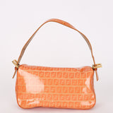 Fendi Coated Canvas Zucchino Baguette Bag Orange GHW
