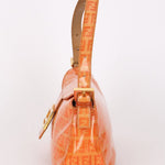 Fendi Coated Canvas Zucchino Baguette Bag Orange GHW
