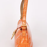Fendi Coated Canvas Zucchino Baguette Bag Orange GHW