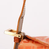 Fendi Coated Canvas Zucchino Baguette Bag Orange GHW