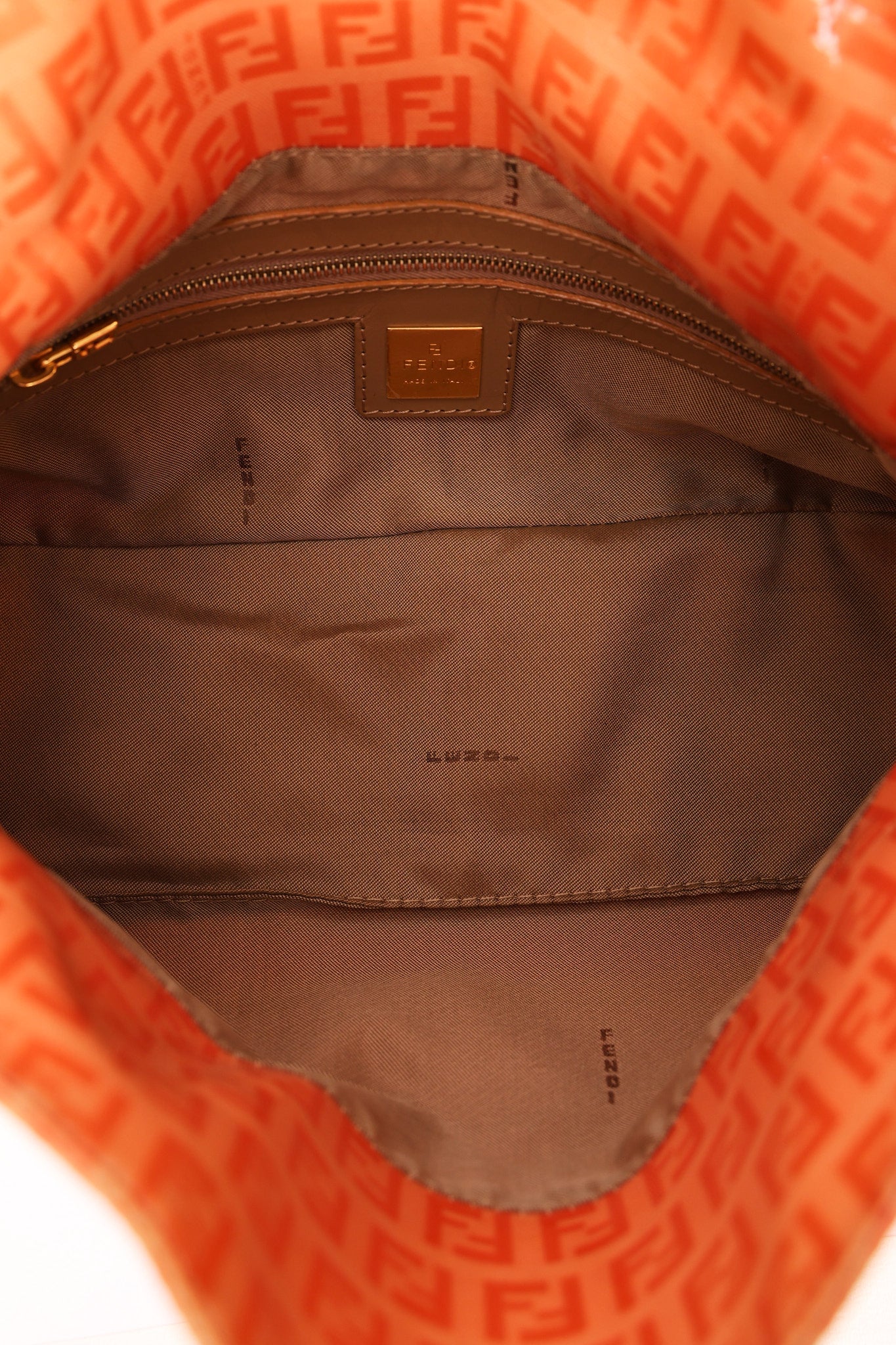 Fendi Coated Canvas Zucchino Baguette Bag Orange GHW
