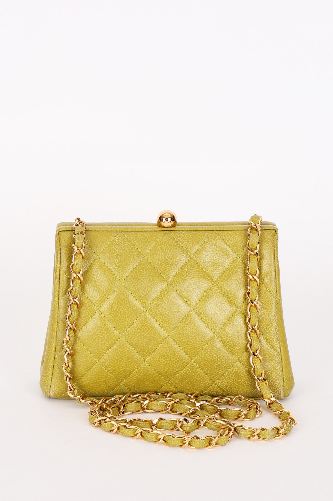 Chanel Kisslock Shoulder Bag Green Caviar 24K GP