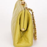 Chanel Kisslock Shoulder Bag Green Caviar 24K GP