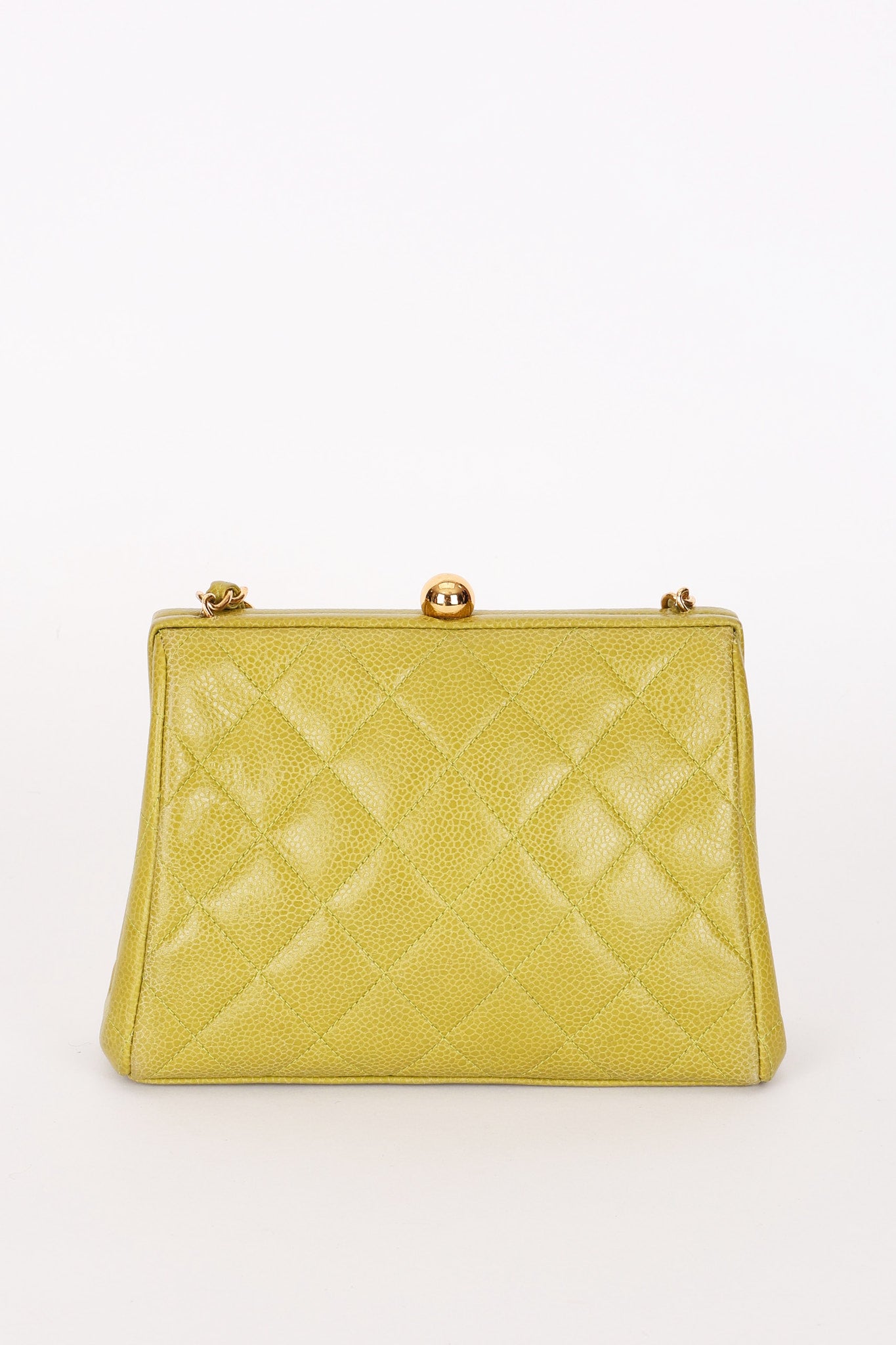Chanel Kisslock Shoulder Bag Green Caviar 24K GP