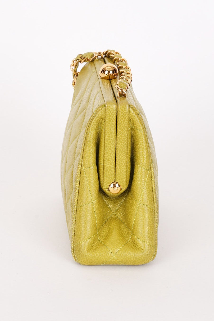 Chanel Kisslock Shoulder Bag Green Caviar 24K GP