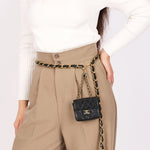 Chanel Micro Flap Belt Bag Black Lambskin 24K GP
