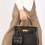 Chanel Micro Flap Belt Bag Black Lambskin 24K GP