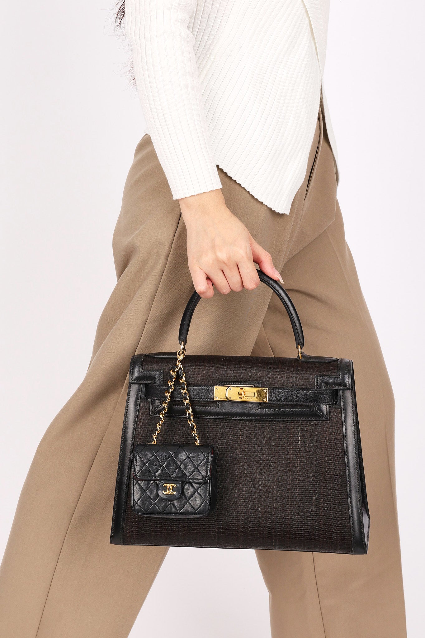 Chanel Micro Flap Belt Bag Black Lambskin 24K GP
