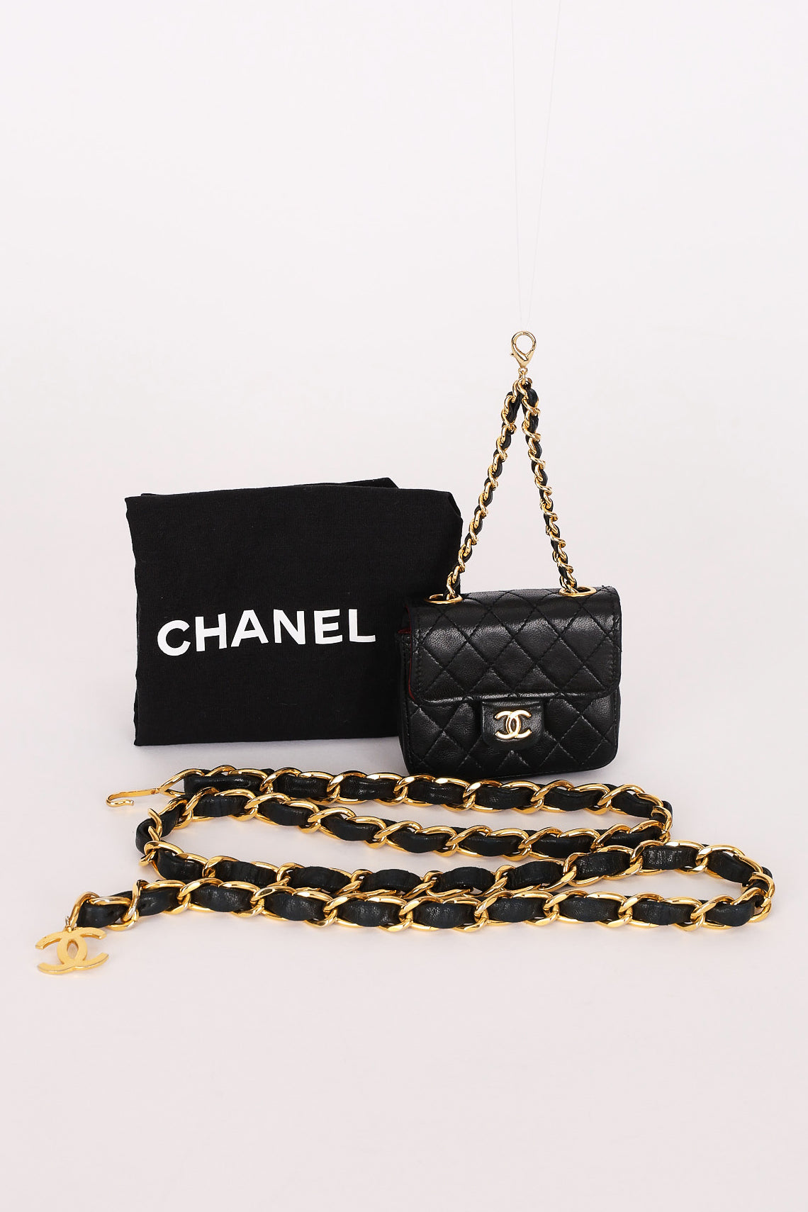 Chanel Micro Flap Belt Bag Black Lambskin 24K GP