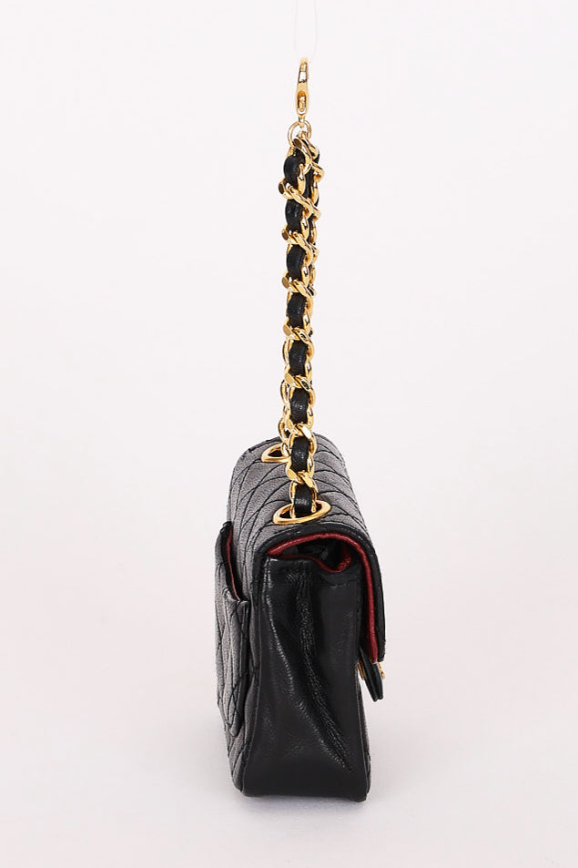 Chanel Micro Flap Belt Bag Black Lambskin 24K GP